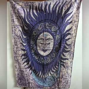 Sun and Moon Tie-Dye Blue and Purple Tapestry